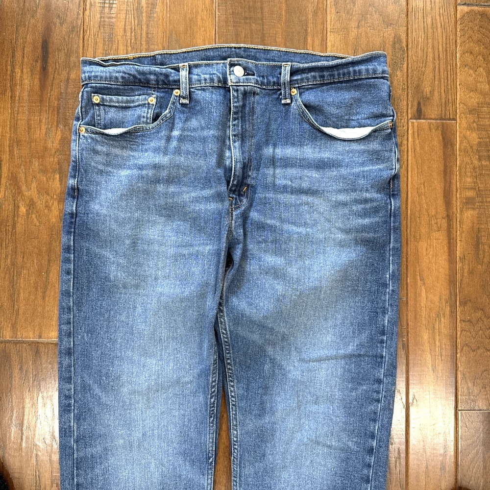 Levi's 505 Jeans Mens 36x30 Blue Whiskers Grunge Straight Leg Spandex Casual Dad - Picture 2 of 7